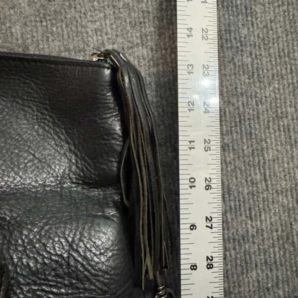 Patricia Nash Black Leather Convertible Backpack Crossbody Bag Tassel Foldover